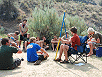 Whitewater guide training on the beach