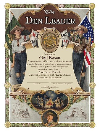 Boy Scout Official National Youth Leadership Training Certificate 8.5 X10" 