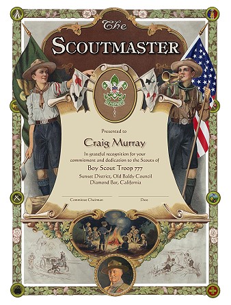 Scoutmaster badge Certificate